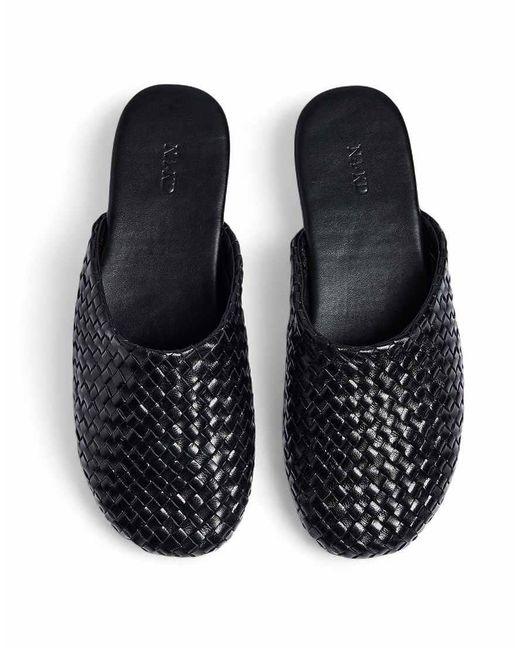 NA-KD Blue Woven Leather Sliders