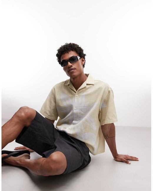 ASOS White Oversized Revere Collar Shirt With All Over Floral Print for men