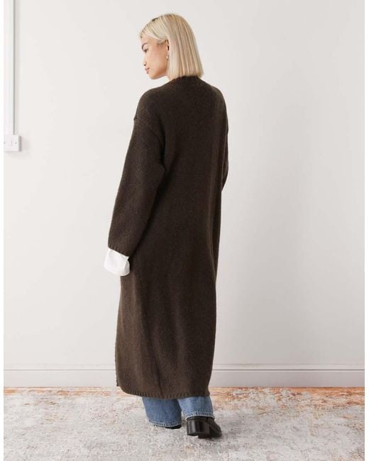 Monki Brown Chunky Maxi Cardigan