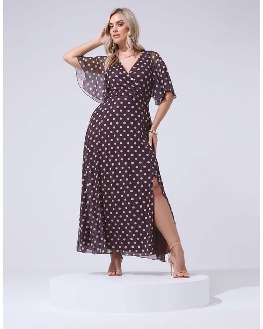 Yours Clothing Purple Polka Dot Wrap Dress