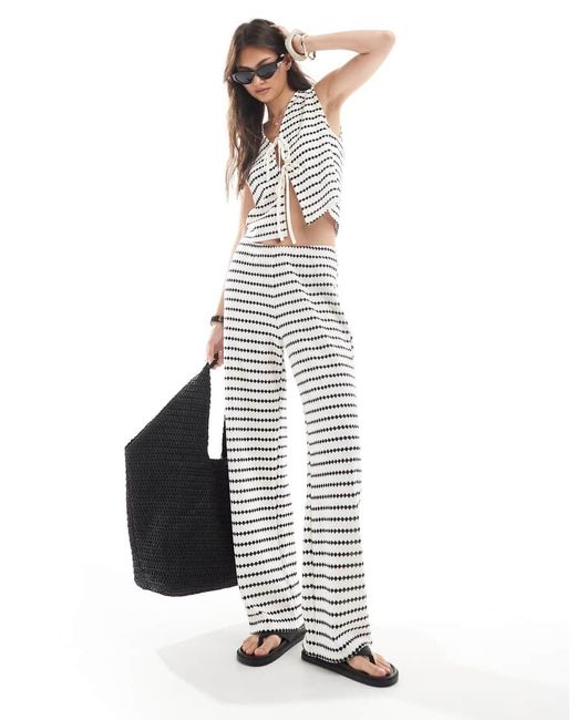 ONLY White Knit Tie Front Top Co-ord