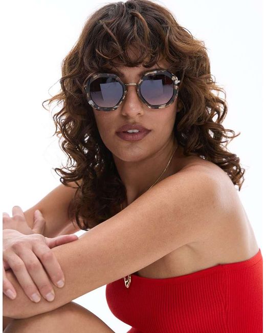 Jimmy Fairly Red The Angie Large Round Sunglasses