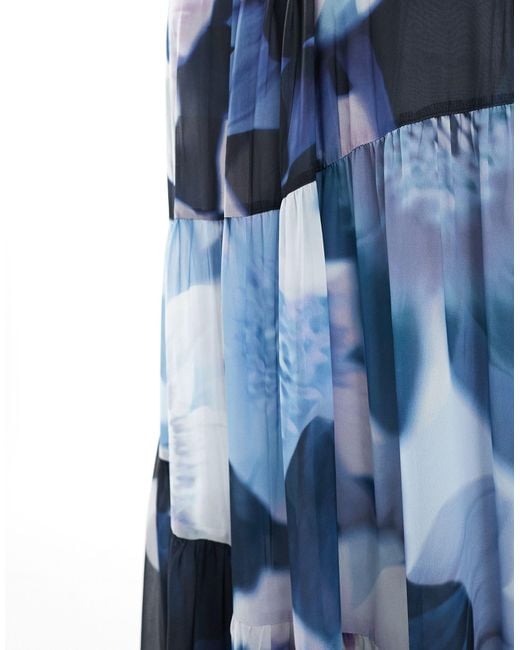 ASOS Blue Asos Design Curve Mixed Floral Print Smock Maxi Dress