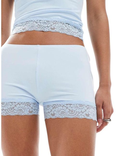 Motel White Kuden Lace Edge Micro Shorts