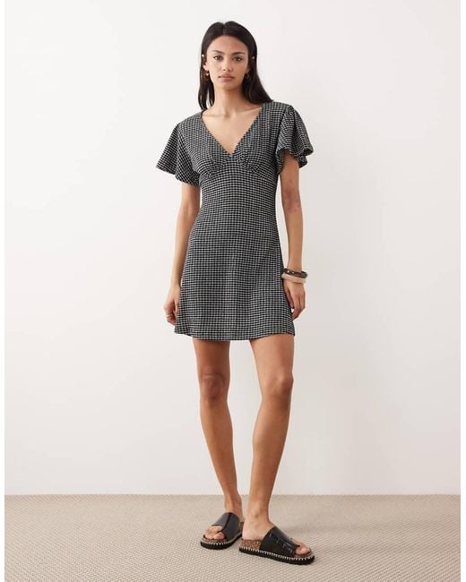 ASOS Natural V Neck Floaty Mini Dress