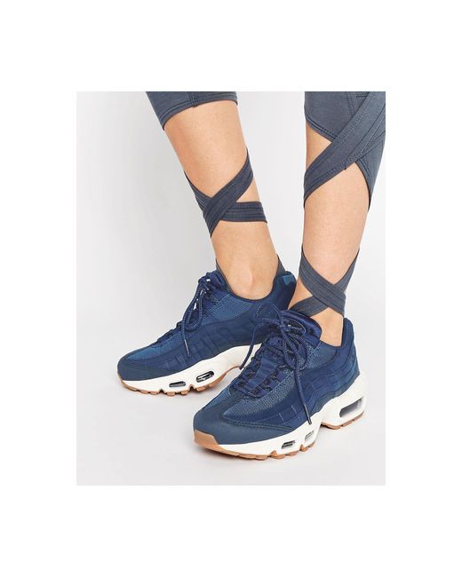 Nike Air Max 95 Trainers In Navy With Gum Sole in Blue | Lyst Australia