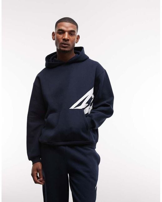 ASOS Blue Oversized Hoodie With Text Print for men