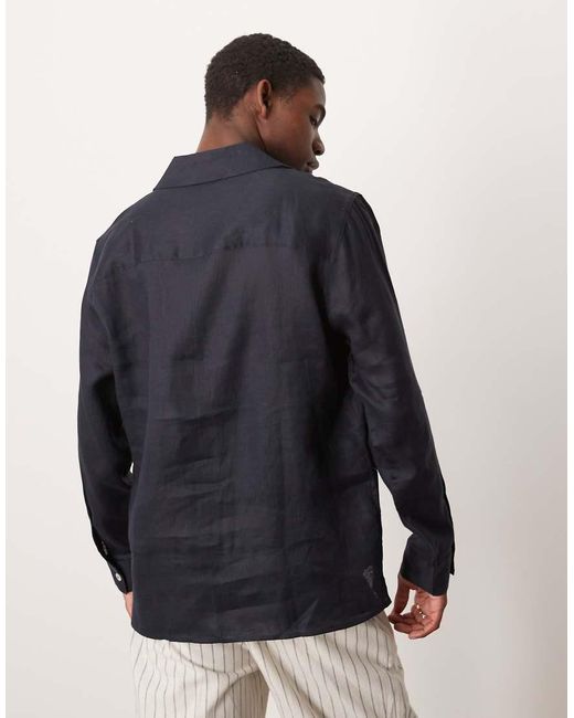 Mango Blue Linen Overshirt for men
