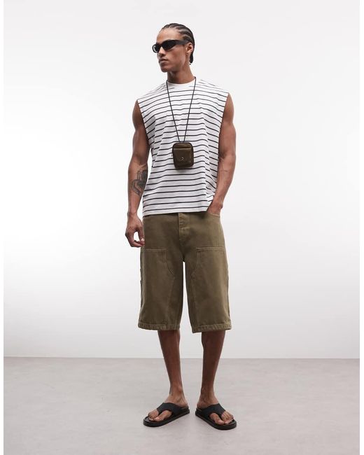 ASOS Red Oversized Tank With Text Puff Print for men
