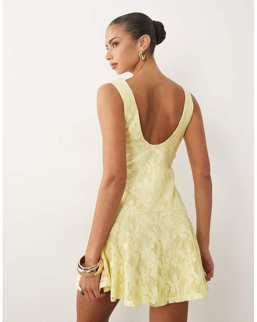 ASOS Natural Lace Mini Dress With Flippy Hem