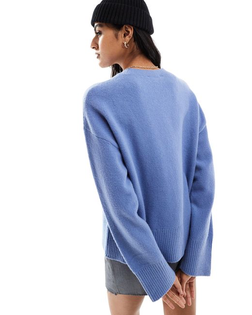 & Other Stories Blue Cotton Wool Blend Crew Neck Sweater