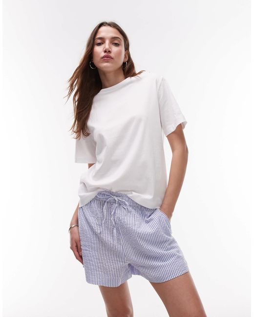 Mango Purple Cotton T-shirt And Seersucker Short Pyjama Set