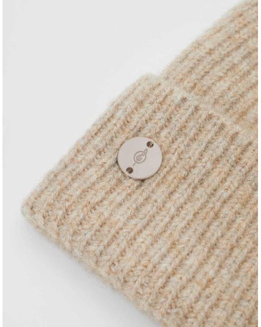 Stradivarius Brown Ribbed Cap With Plate