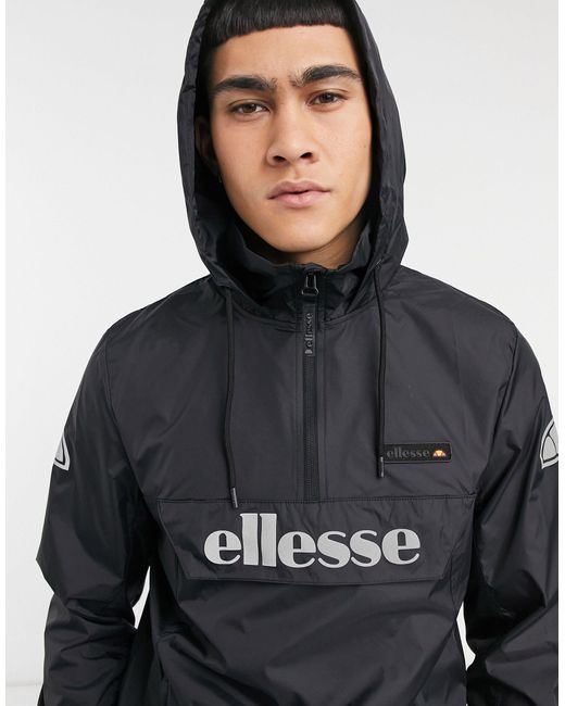 Ellesse Black Ion Overhead Jacket With Reflective Logo for men