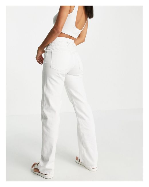 Bershka Denim High Waisted Cut-out Straight Leg Jeans in White - Save 20% |  Lyst UK