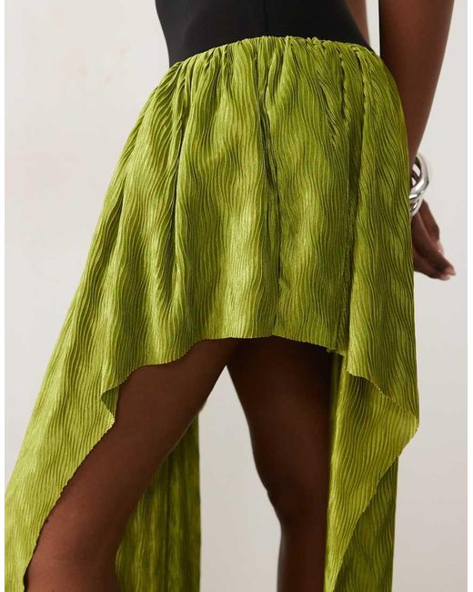 ASOS Green Sleeveless Maxi Dress With Dropped Plisse Skirt
