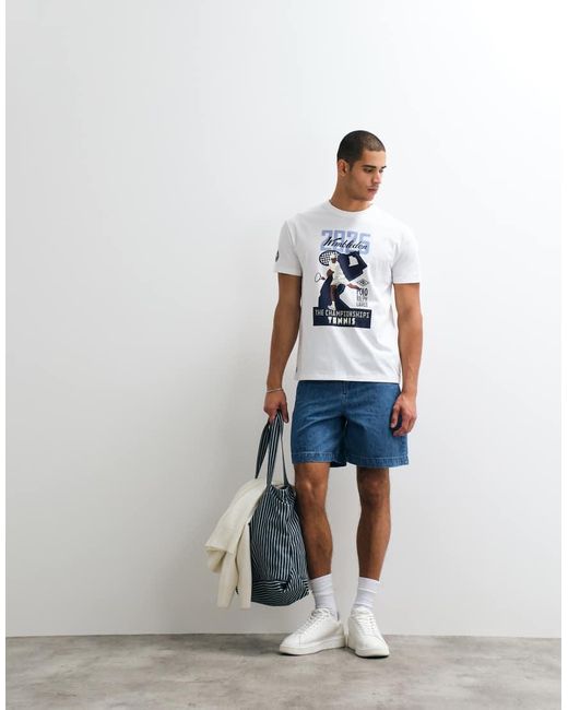 Polo Ralph Lauren Blue Wimbledon Capsule Retro Print T-Shirt for men