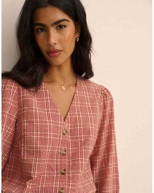 Nobody's Child Blue Check Brooke Blouse