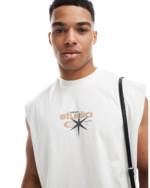 ASOS White Oversized Tank With Street Text Graphic for men
