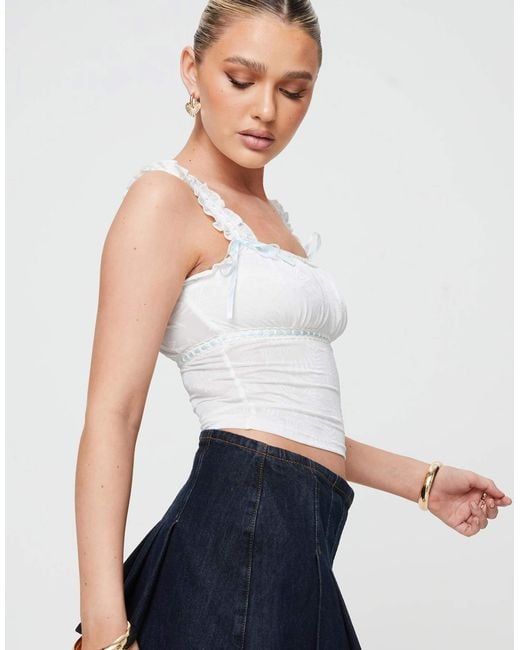 square neck flounce sleeve tie back crop milkmaid blouse