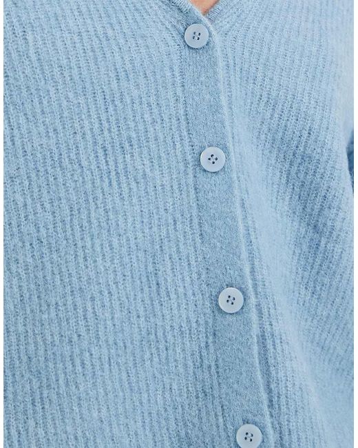 & Other Stories Blue Alpaca And Wool Blend V-neck Cardigan