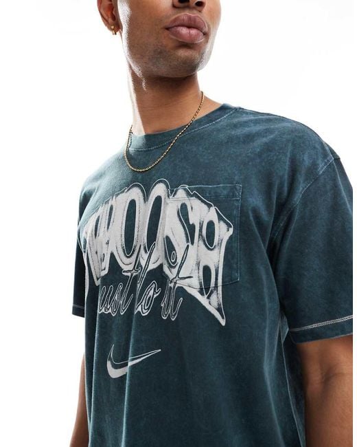 Camiseta Con Estampado Gráfico De -Negro Nike de hombre de color Blue