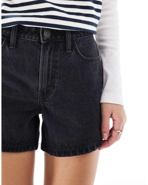 Hollister Ruimvallende Denim Short Met Hoge Taille in het Blue