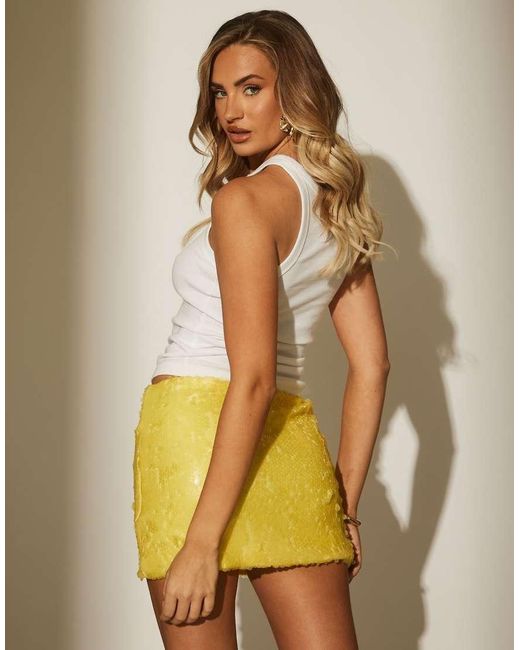 South Beach Yellow Sequin Mini Skirt