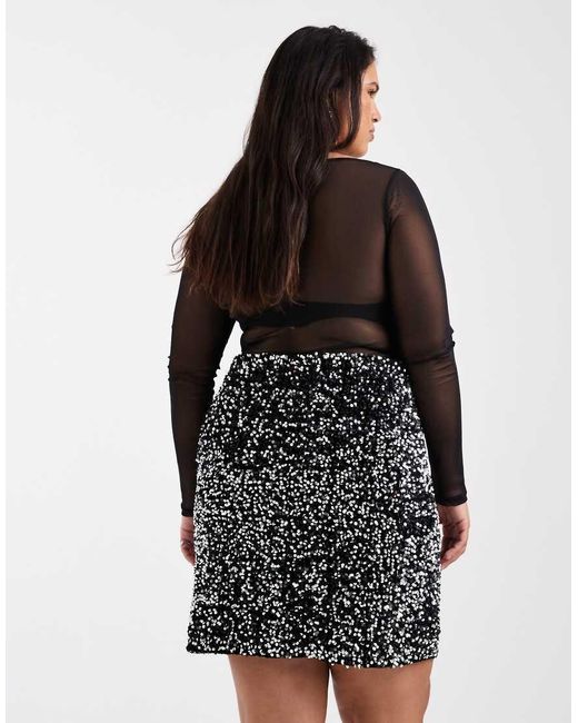 Vero Moda Black Textured Sequin Mini Skirt