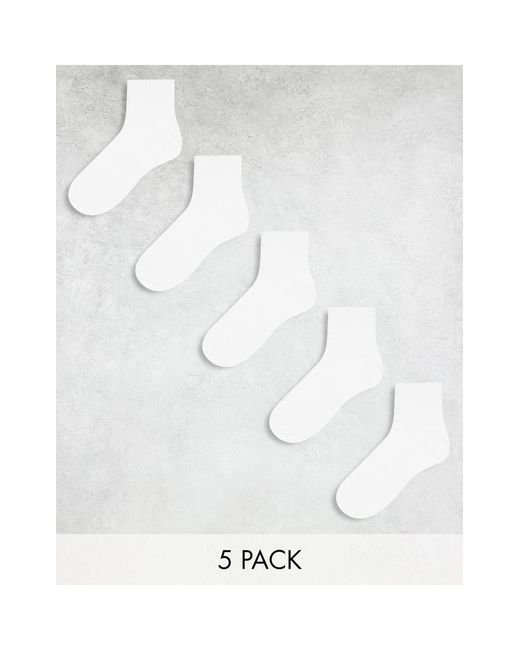 River Island White 5 Pack Ankle Socks for men