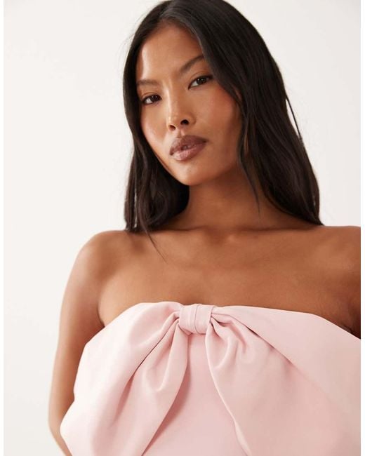 Forever New Pink Strapless Bow Mini Dress