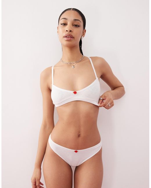 Motel White Yanas Pointelle Frill Trim Soft Bra