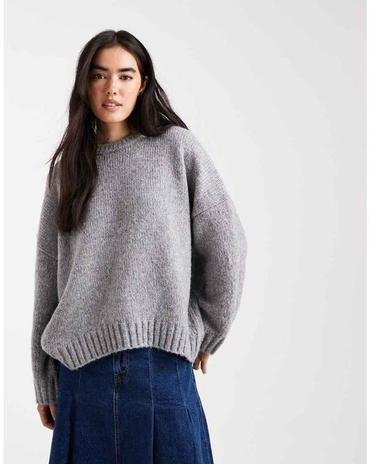 ASOS Oversized Trui Met Ronde Hals En Ronde Zoom in het Gray