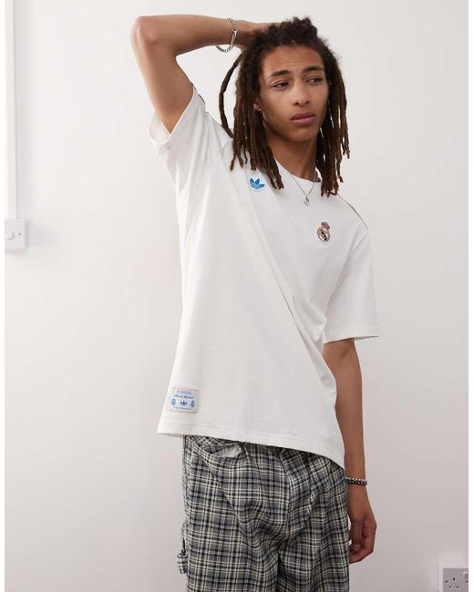 Adidas Originals White Adidas Football Real Madrid Icon T-shirt for men