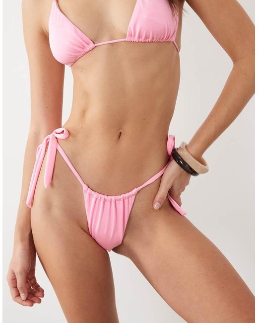 Free Society Pink Tie Side Bikini Bottom