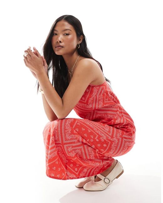 Miss Selfridge Red Strappy Scoop Neck Maxi Slip Dress