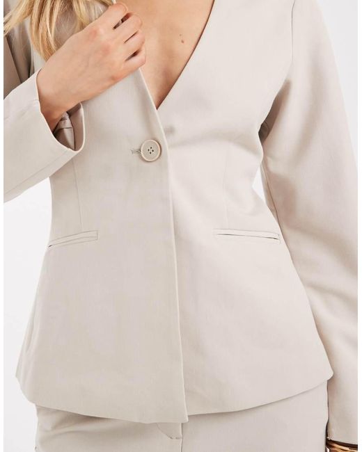 Pieces Natural Tailored Cinched Waist Blazer Co-ord