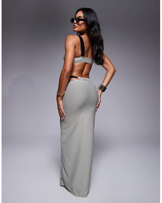 Moda Minx Gray Textured Maxi Skirt