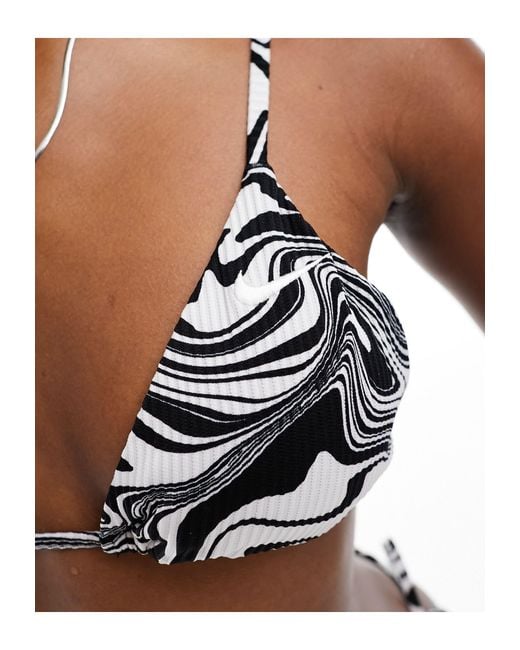 Nike Black Swirl Retro Print Tie String Bikini Top