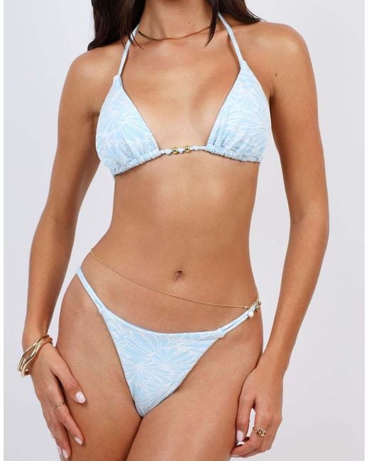 SIMMI White Floral Textured Double Strap Bikini Bottoms