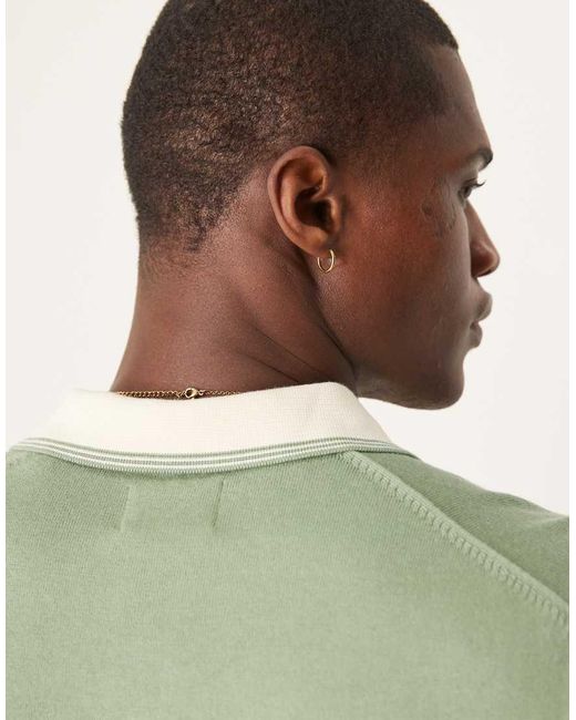 Gant Gebreide Polo Met Logo, Korte Mouwen En Gekleurd Randje in het Green voor heren
