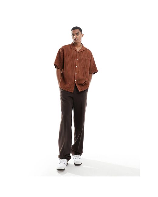 Chemise oversize à rayures avec col à revers - marron ASOS pour homme en coloris Brown