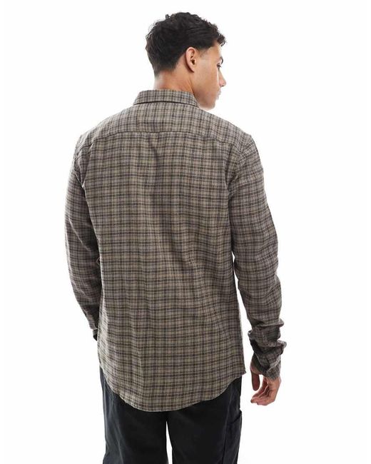 Camisa A Cuadros Pequeños Marrones Y Negros De -Marrón Only & Sons de hombre de color Gray