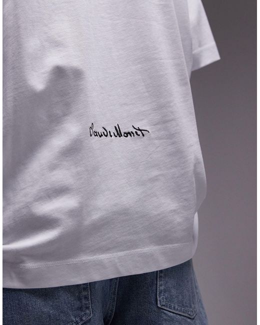 T-shirt super oversize bianca con stampa di Topman in Blue da Uomo