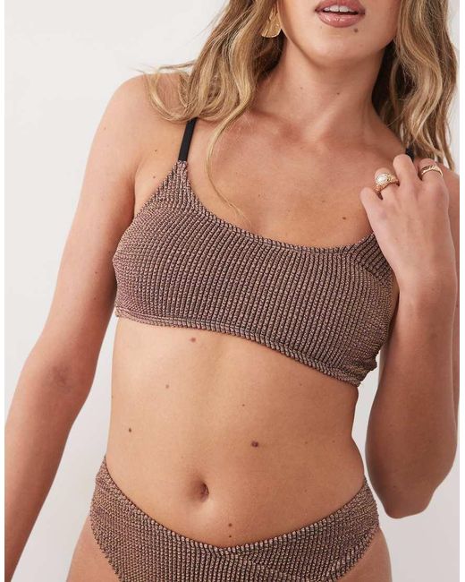 CUPSHE Brown Scrunch Bralet Bikini Set