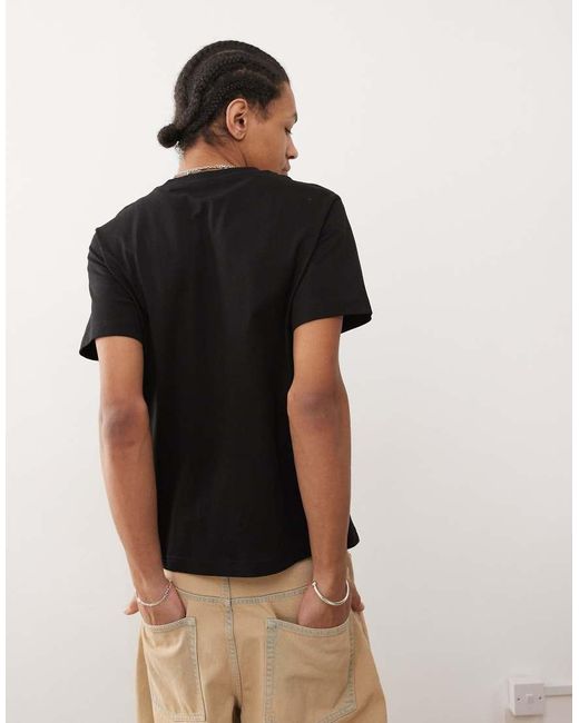 Weekday Black Boxy Fit Heavy Weight Jersey T-shirt for men