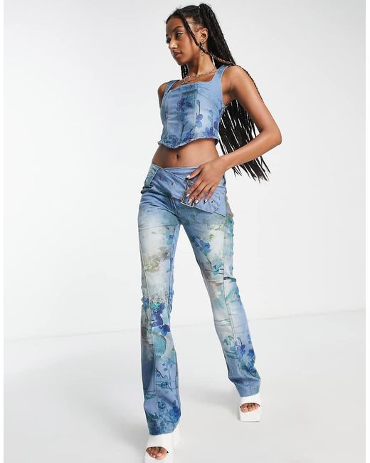 Jaded London Blue Square Neck Corset