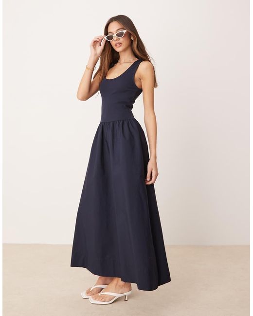 Vestito Midi Con Vita Scesa di Mango in Blue
