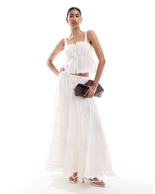 Forever New White Tiered Maxi Skirt