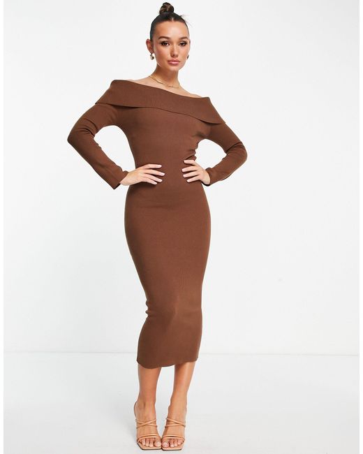 Pretty Lavish Bardot Knitted Midaxi 